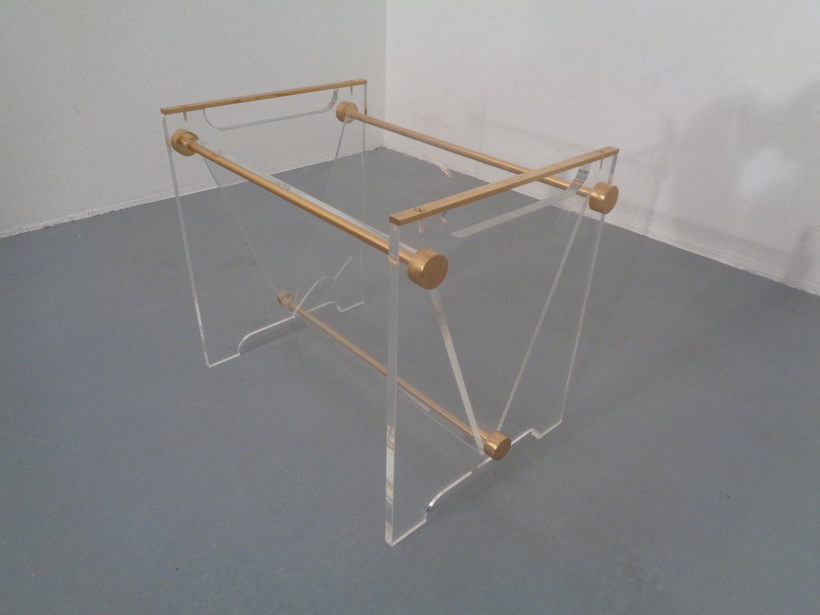 Acrylic Glass And Brass Magazine Rack By David Lange For Marais International, France, 1970s photo vinterior