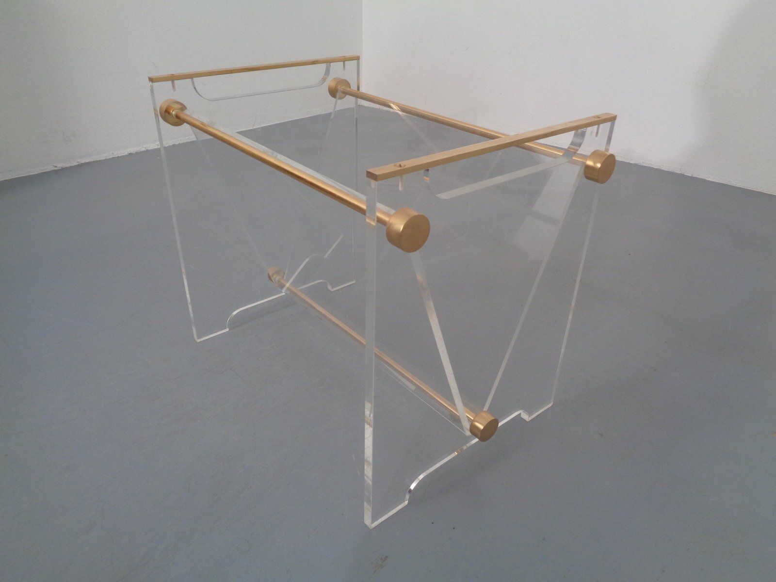 photo buy Acrylic Glass And Brass Magazine Rack By David Lange For Marais International, France, 1970s