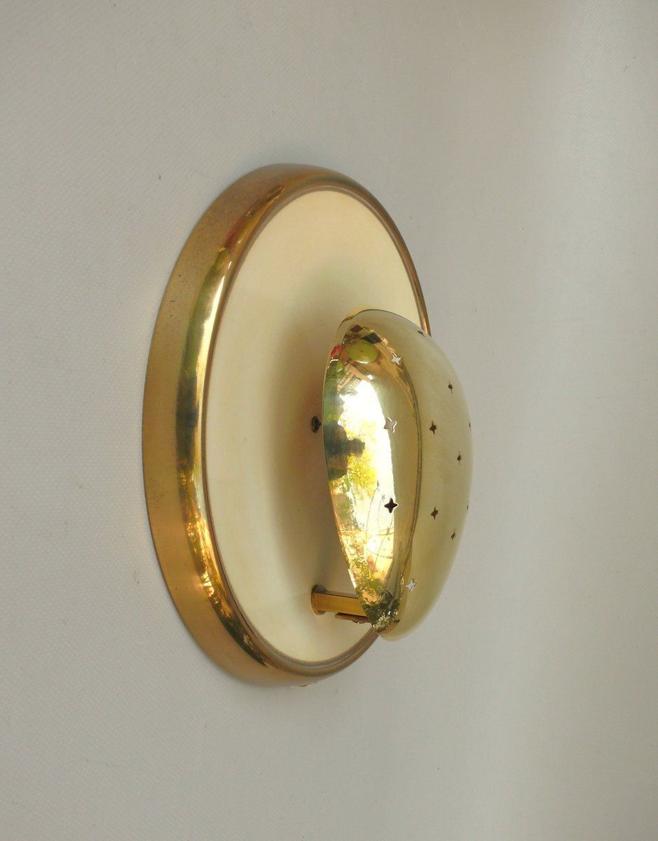 Extraordinary Mid Century Brass Wall Lamp With Star Decoration, 1960s photo Lighting
