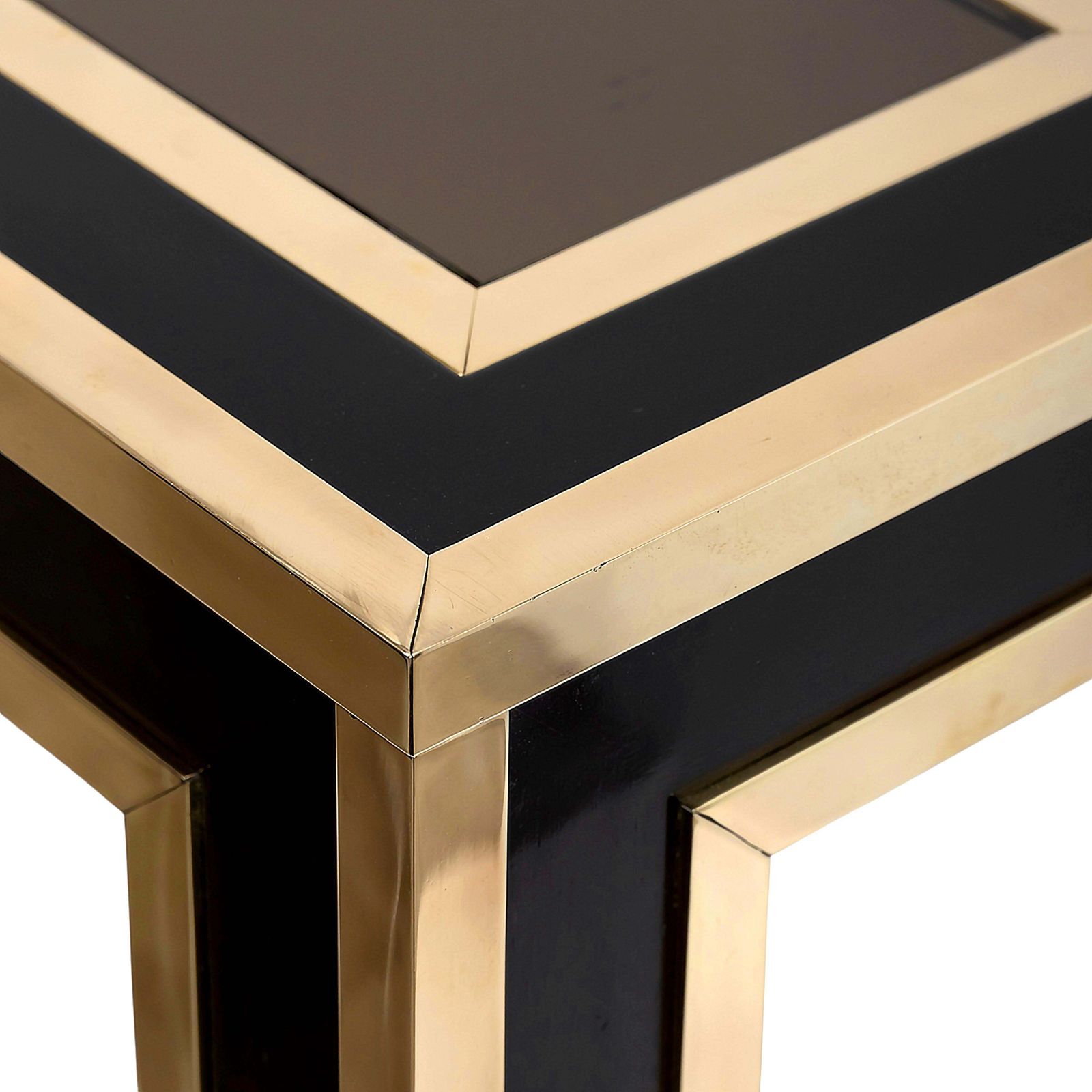 Italian Mid Century Brass, Wood And Glass Console Table photo vinterior