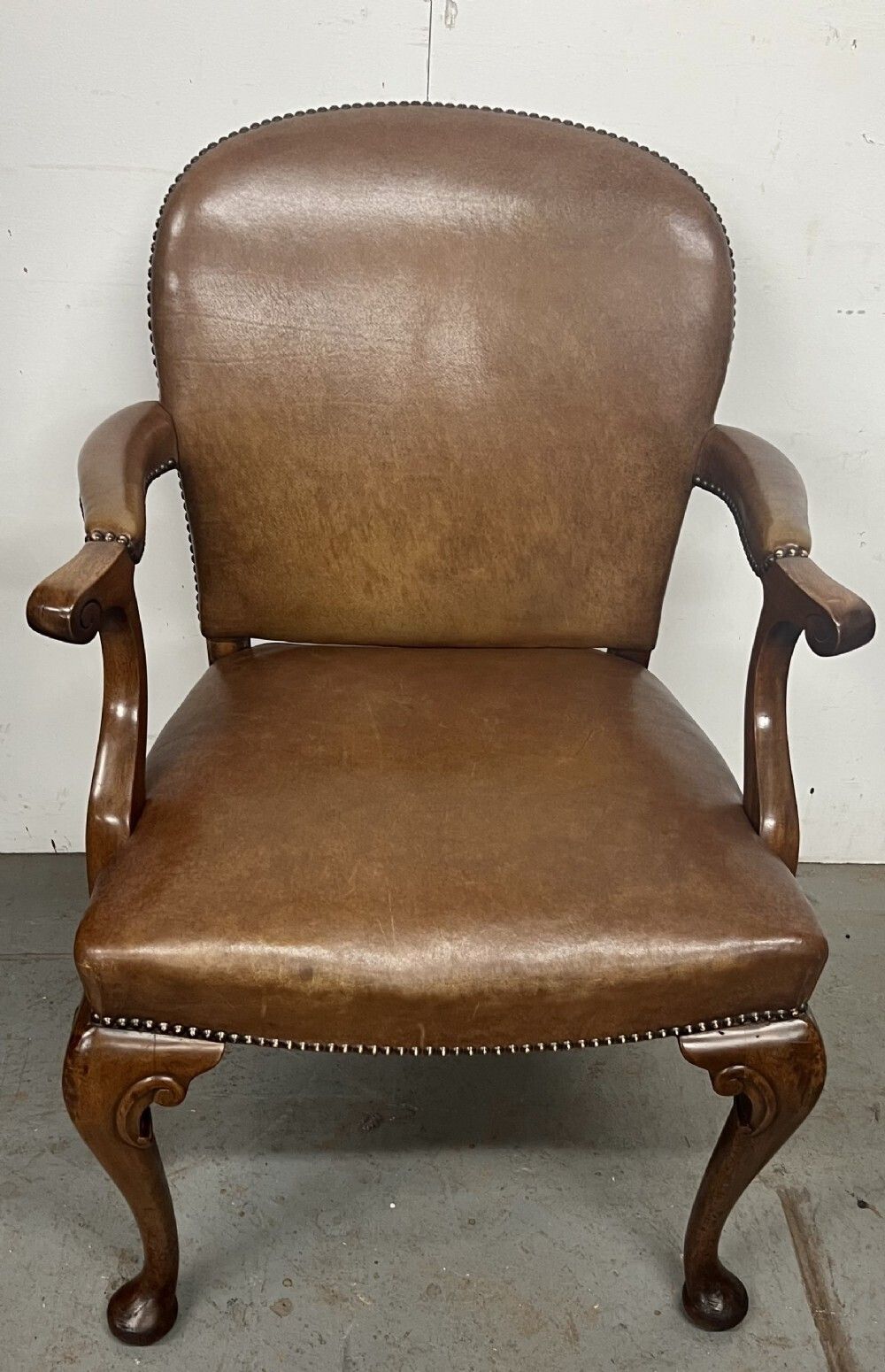 Mahogany & Leather Elbow Desk Chair