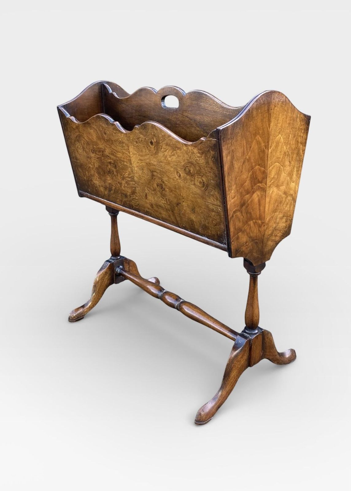 Queen Anne Style Burr Walnut Canterbury / Magazine Rack (C.1920)