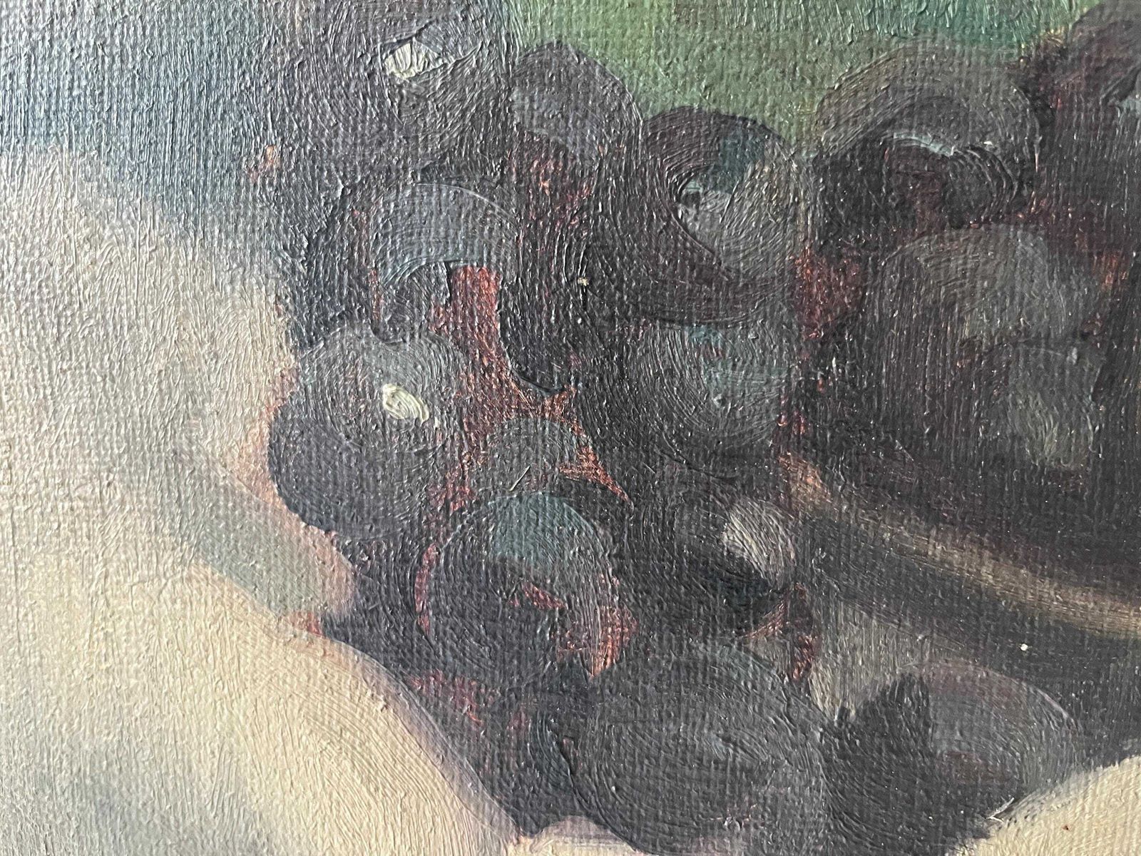 photo furniture Antique Apples And Grape Still Life Oil On Canvas, French Fruits Vintage Painting, Kitchen Decor