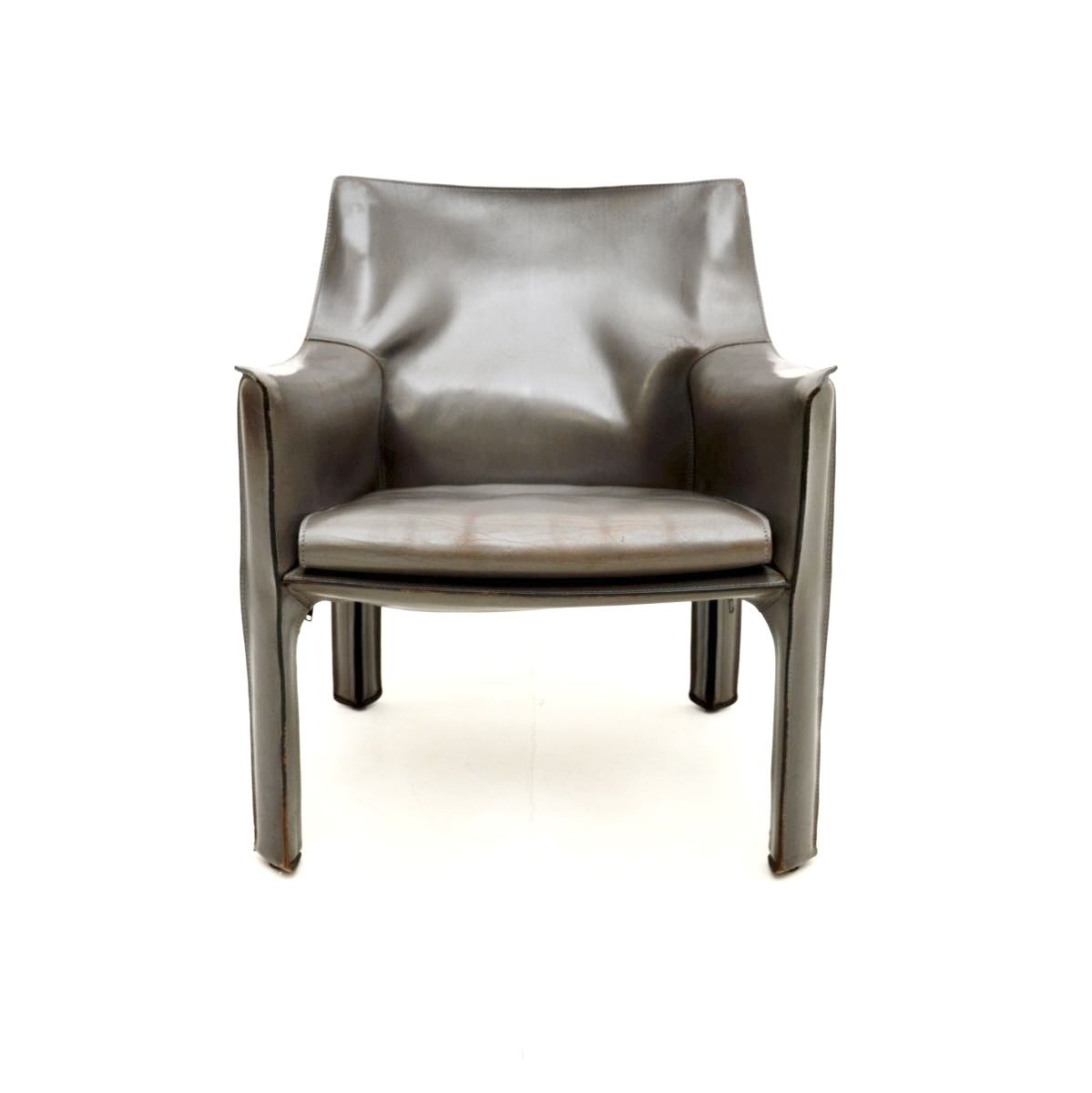 Vintage Italian Leather Cab Armchair By Mario Bellini photo furniture
