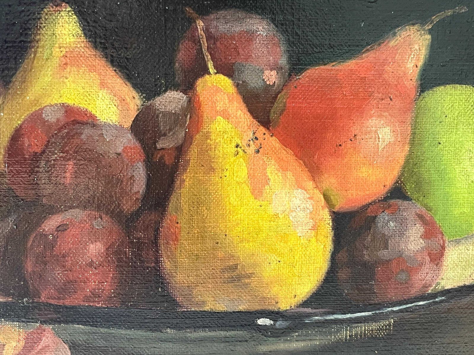 Original 1911s Still Life "Pears And Plums" Oil On Canvas, Antique Fruits Oil Painting, Gilded Framed French Still Life Signed J.Boisselet photo Art