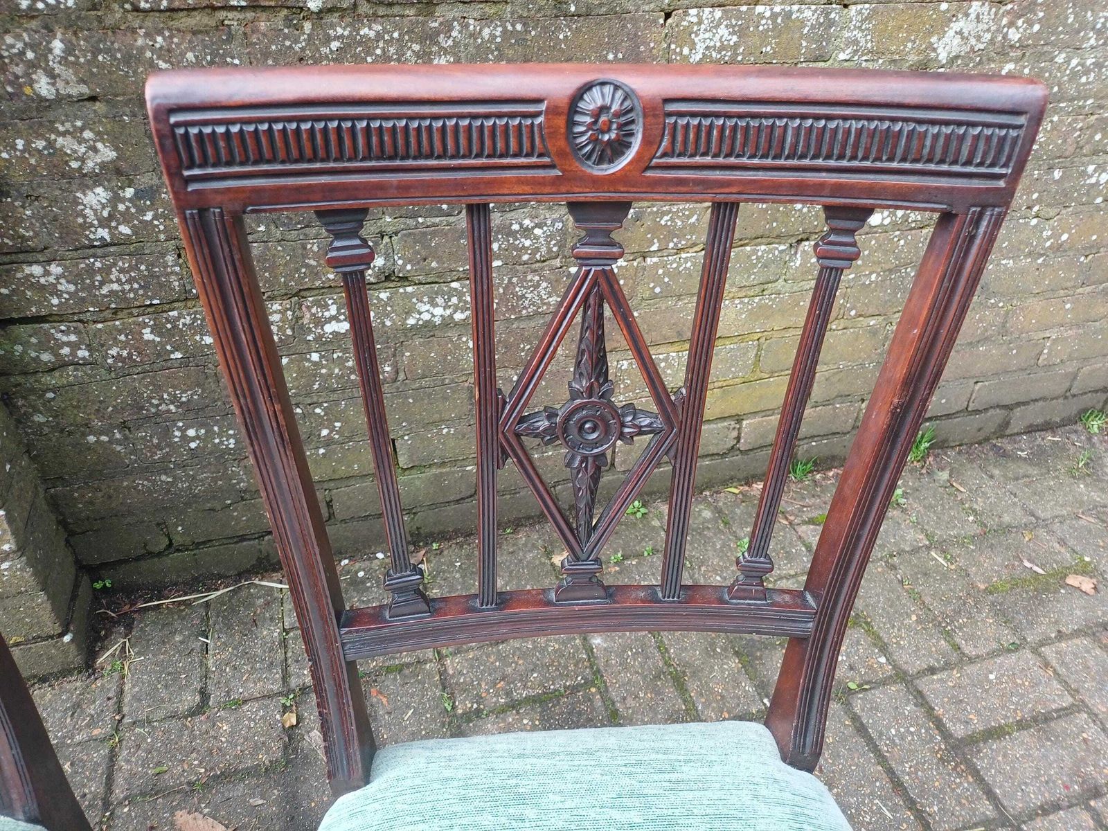 Antique Victorian Mahogany Rosewood Dining Chairs Set Of Four Carved High Back Upholstered Seats Fine Quality English Furniture photo 495.0