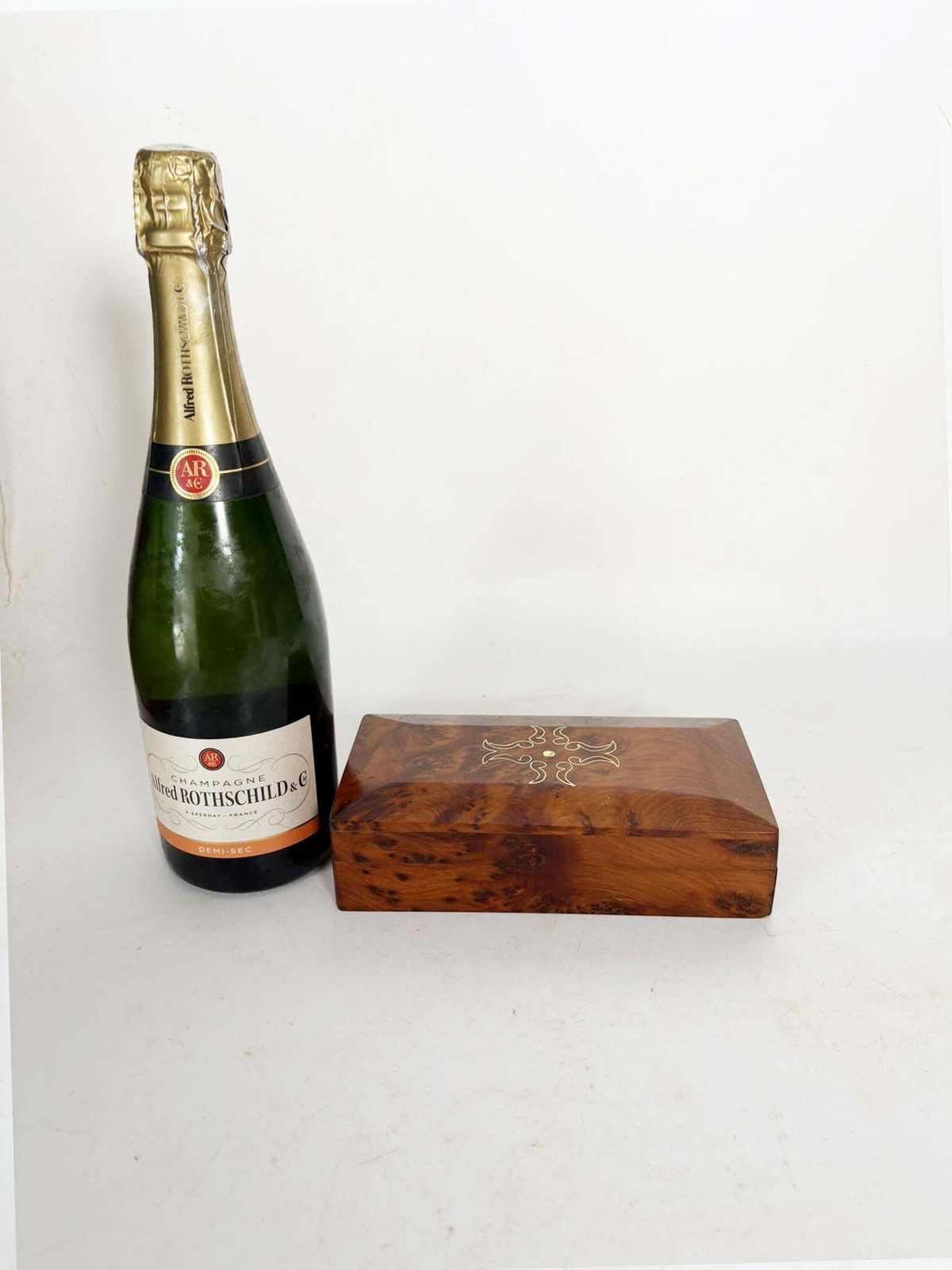 Rectangular Wooden Box, Brown With A Central Geometric Pattern, 1970 photo for sale