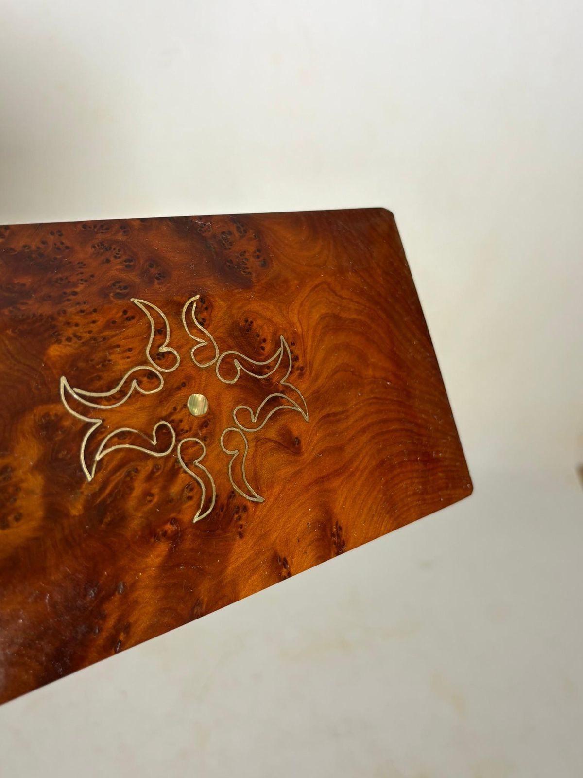 Rectangular Wooden Box, Brown With A Central Geometric Pattern, 1970 photo buy