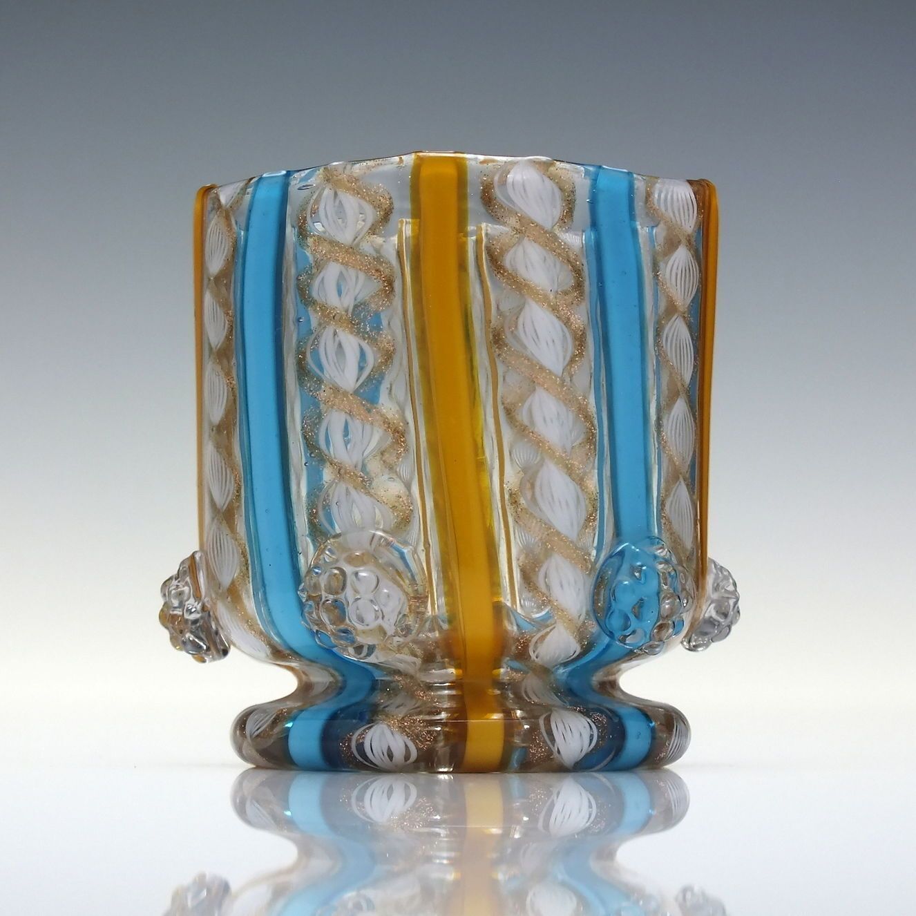 Venetian Salviati & C. Zanfirico Aventurine Glass Vessel 1859 90. photo for sale