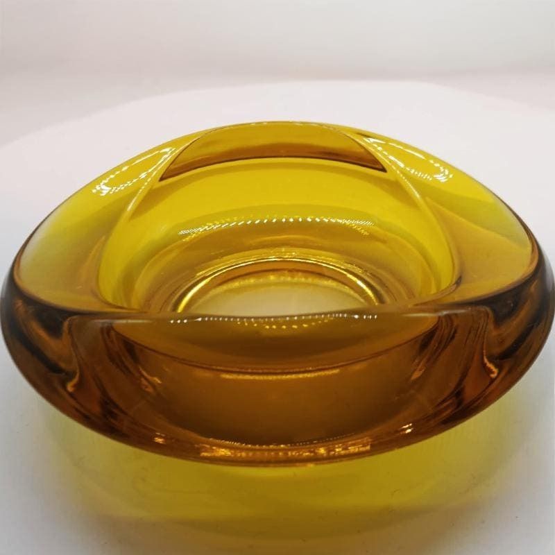 1960s Big Golden Yellow Ashtray Or Catch All In Murano Glass. 17.5cm. Made In Italy. photo 224.0