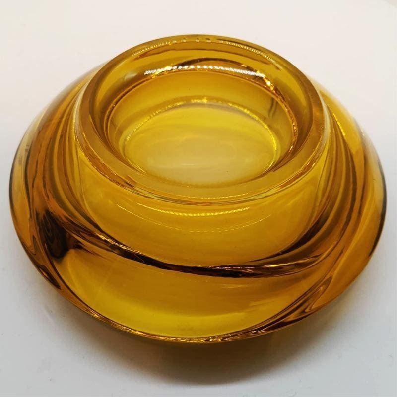 1960s Big Golden Yellow Ashtray Or Catch All In Murano Glass. 17.5cm. Made In Italy. photo vintage