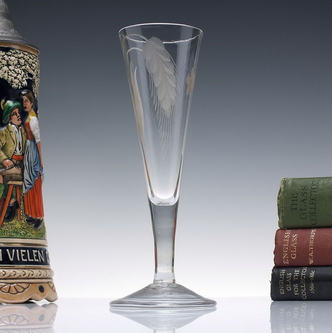 Rare 18th Century Engraved Barley Wine Glass C1745.