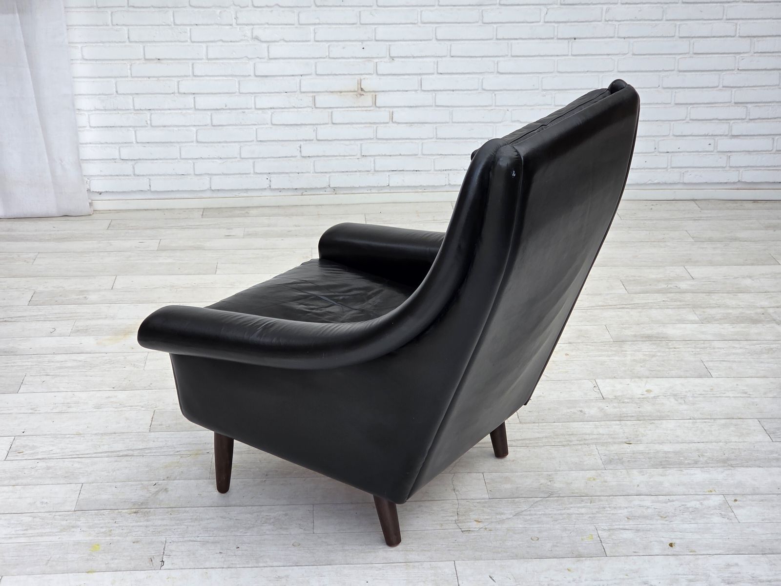 photo buy 1960s, Danish Highback Armchair By Aage Christensen, Furniture Leather.