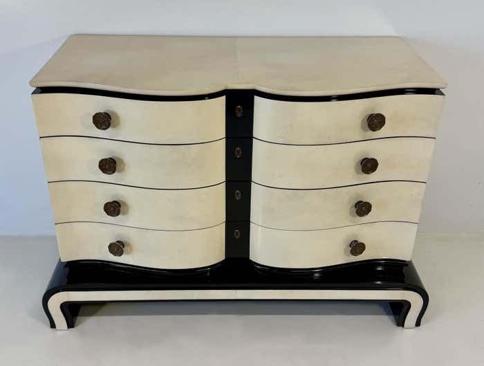 Art Deco Chest Of Drawers In Parchment And Black Lacquer Attr. Borsani 1940s photo Furniture