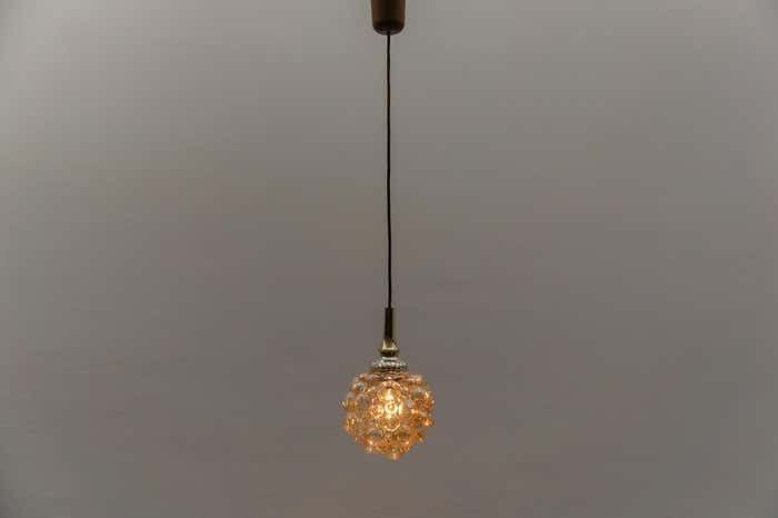 Petit Amber Bubble Glass Ceiling Lamp By Helena Tynell Limburg Germany 1960s photo Lighting