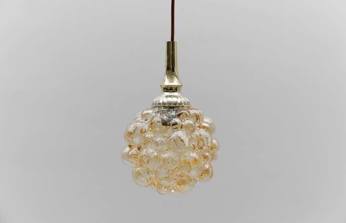 Petit Amber Bubble Glass Ceiling Lamp By Helena Tynell Limburg Germany 1960s photo vintage