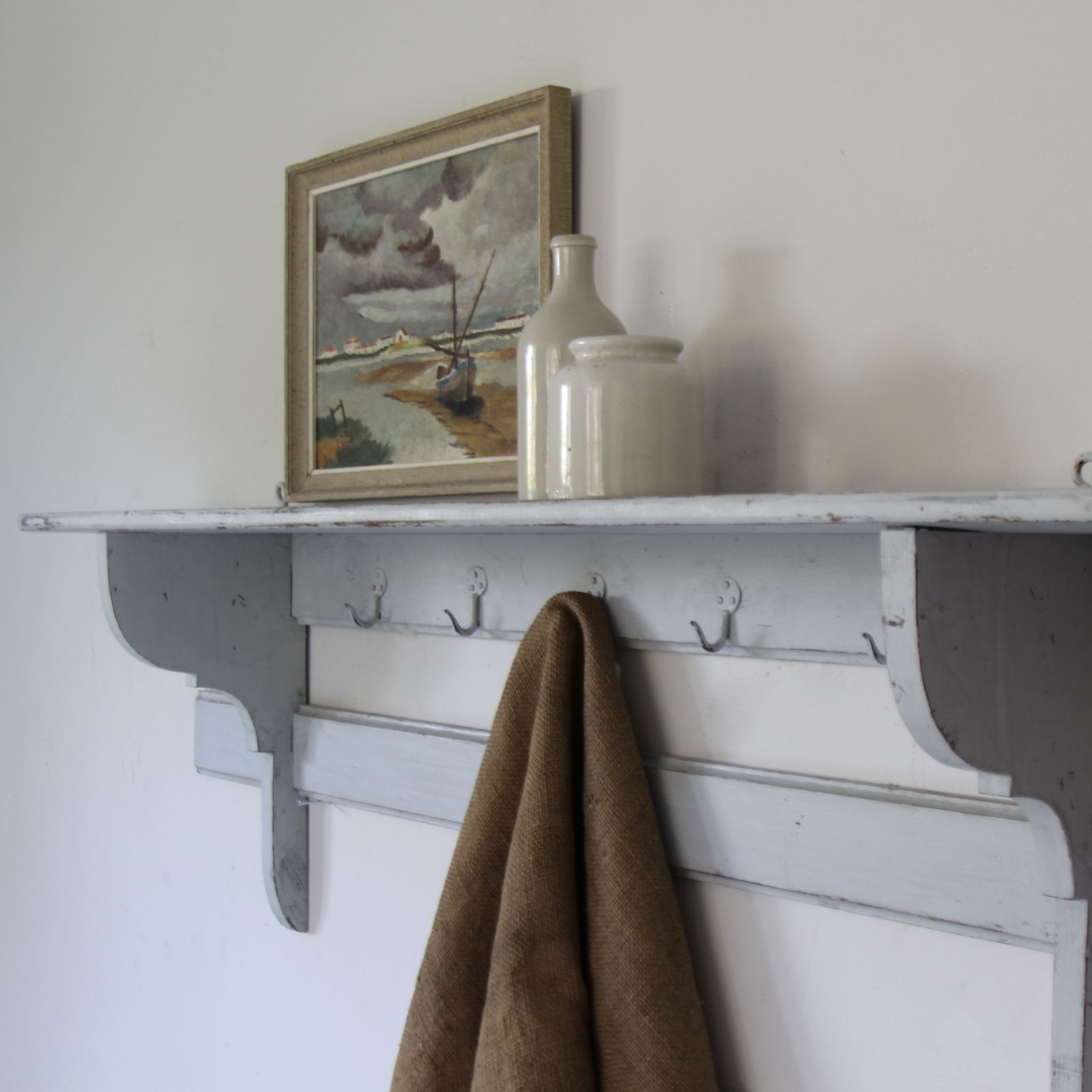 Early 20th Century French Pine Painted Game Shelf photo furniture