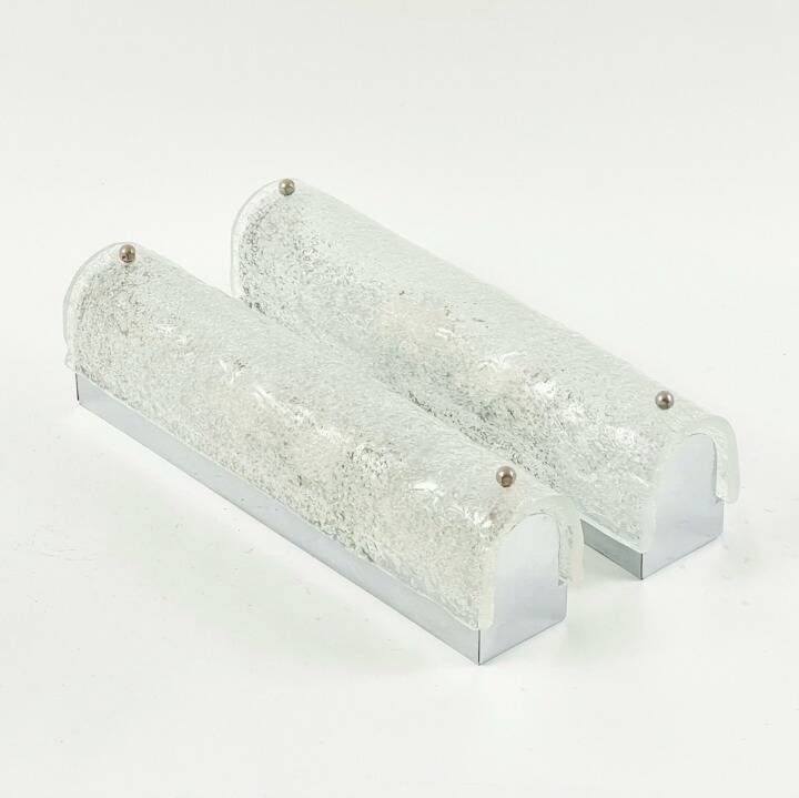 Pair Of Mid Century Tubular Murano Glass Wall Lights From Hillebrand, Germany, 1970s photo buy