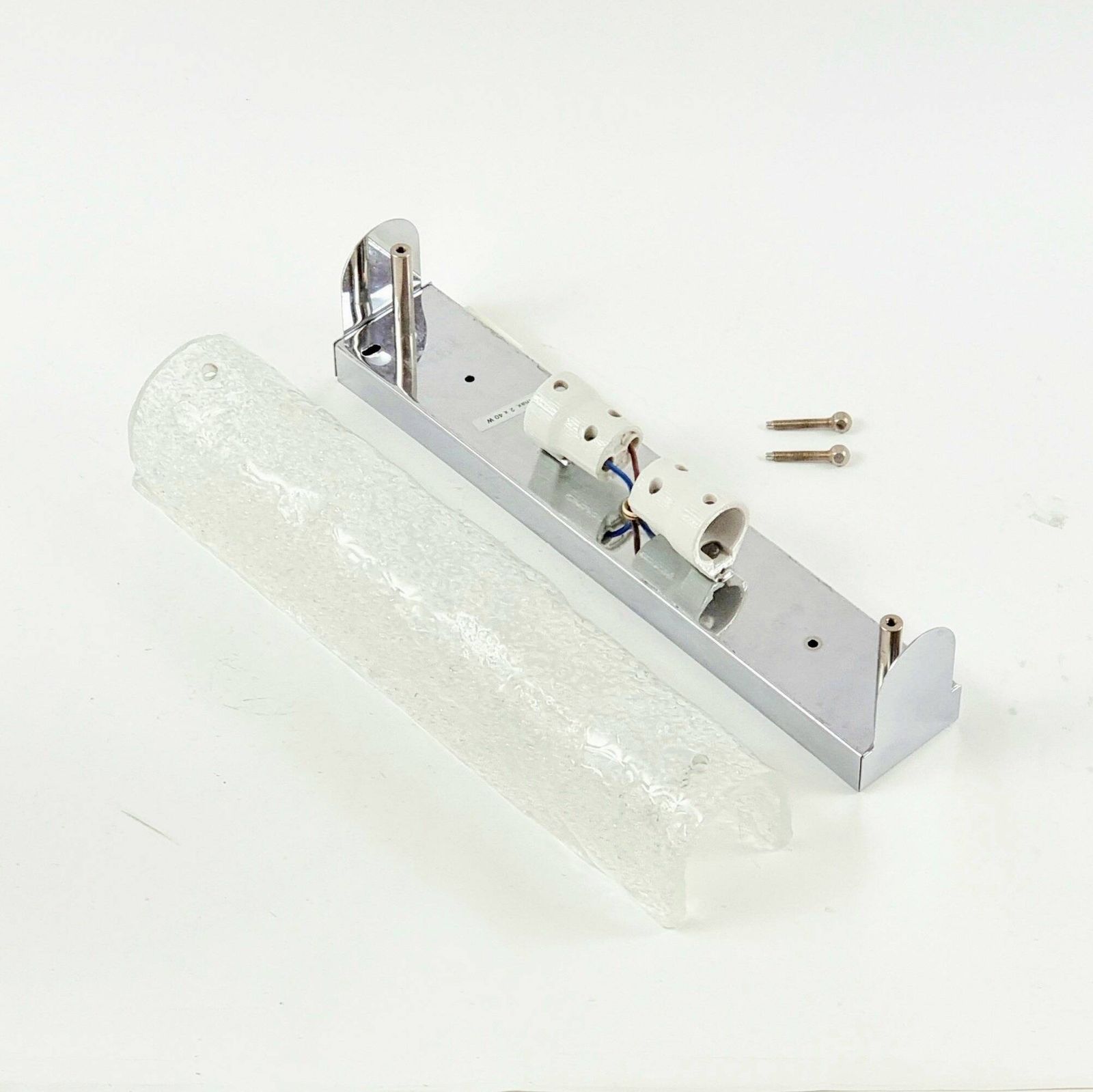 Pair Of Mid Century Tubular Murano Glass Wall Lights From Hillebrand, Germany, 1970s photo vintage