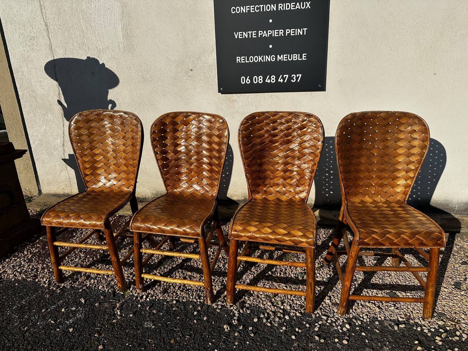 photo for sale Rattan And Chestnut Living Room Set
