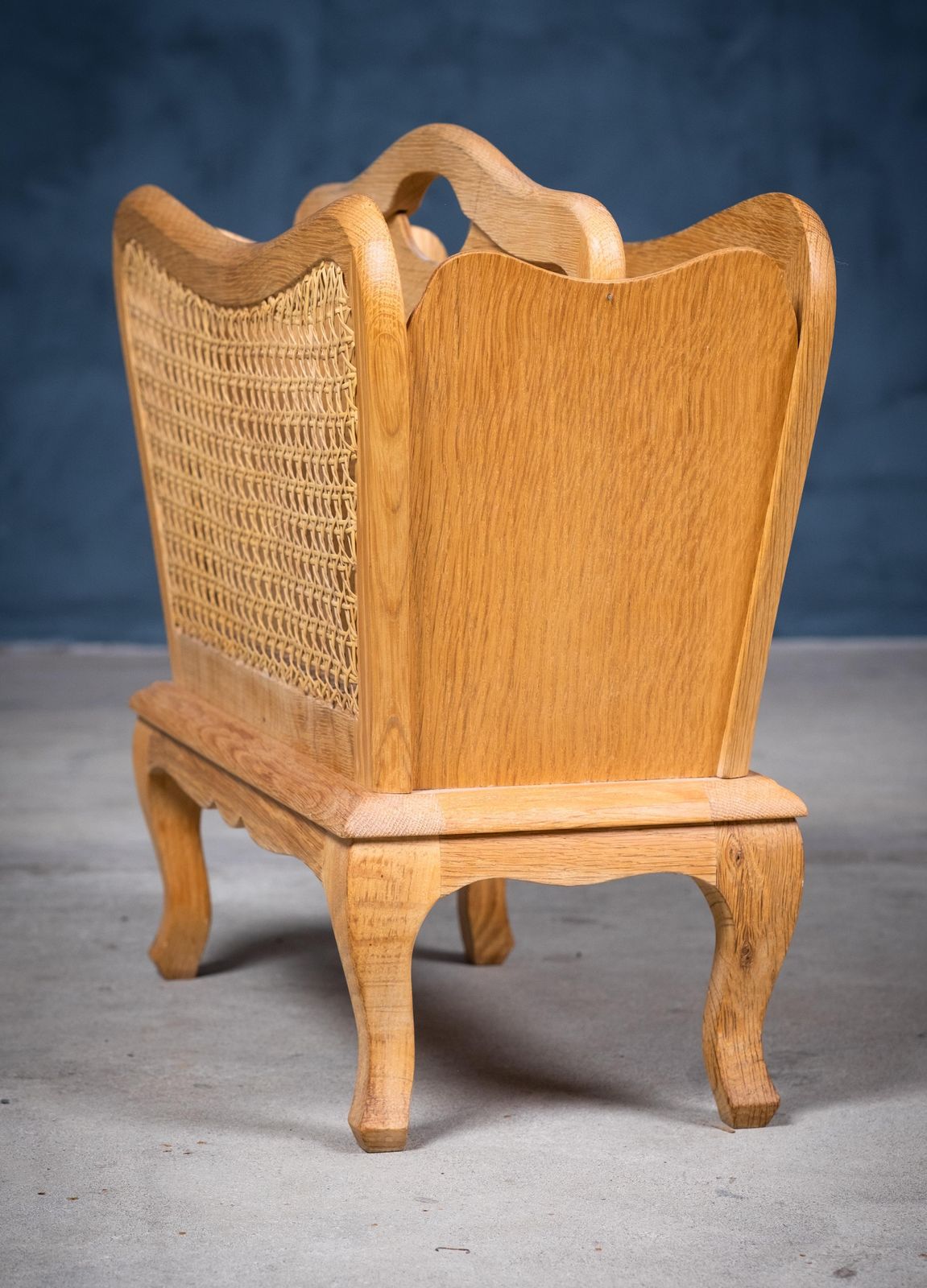 Magazine Rack In Oak And Cane, Danish Design, 1960s photo 536.0