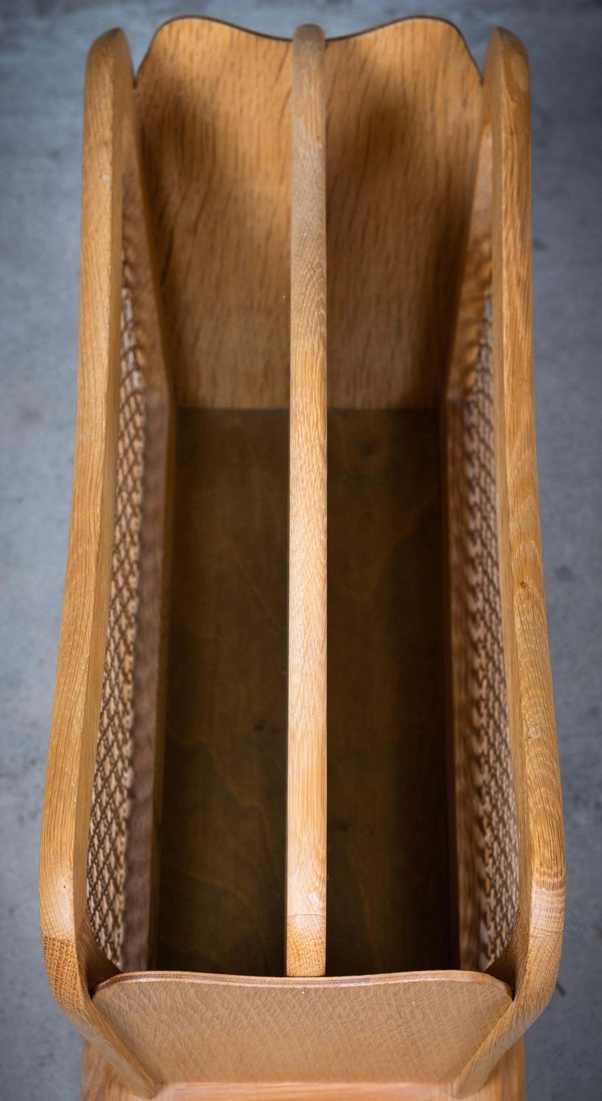 Magazine Rack In Oak And Cane, Danish Design, 1960s photo vinterior