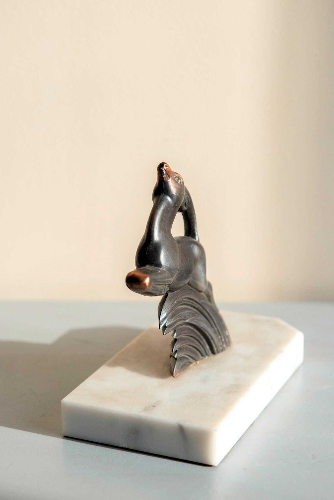 French Art Deco Gazelle Bookends On Marble Bases – Antique Antelope Bookend Pair photo Home Decor