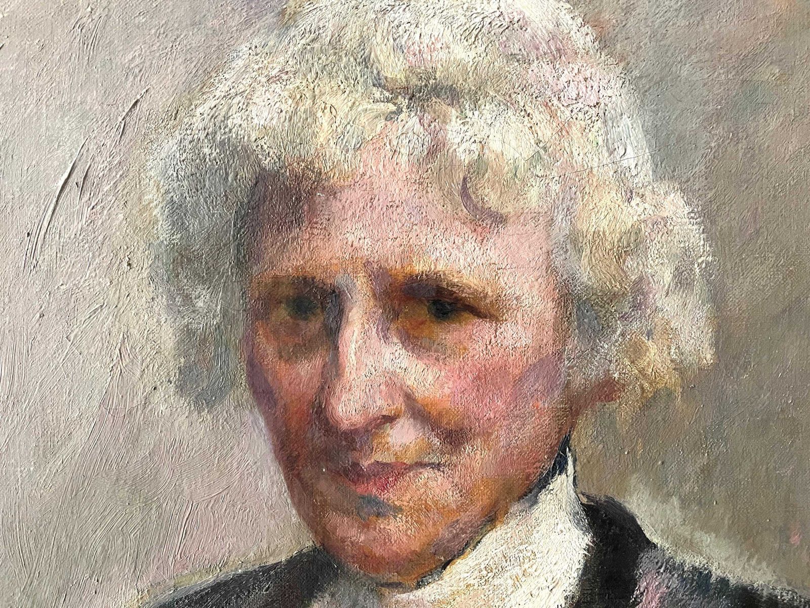 Original 1932s Antique Portrait Signed Fernand Blondin, Oil On Canvas, Vintage Painting Of An Old Woman photo Art