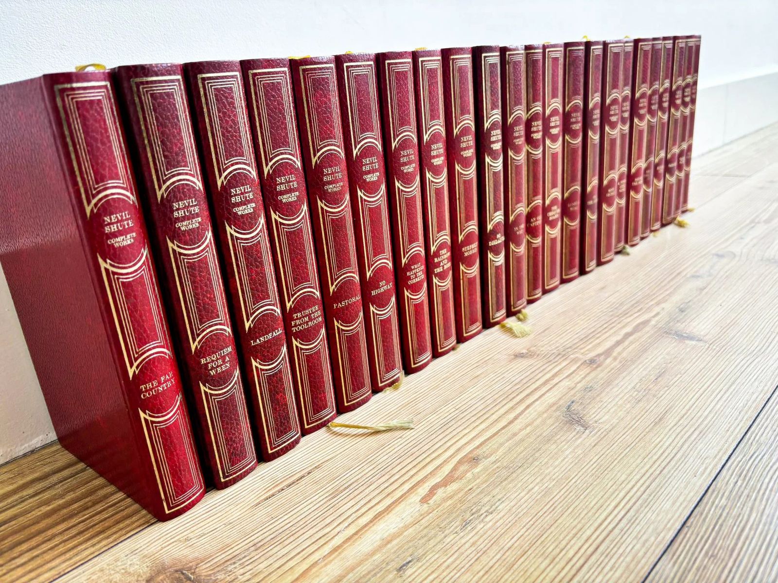 Complete Nevil Shute 23 Volume Uniform Edition – 1960s Heinemann Oxblood Gilt Library Collection photo furniture