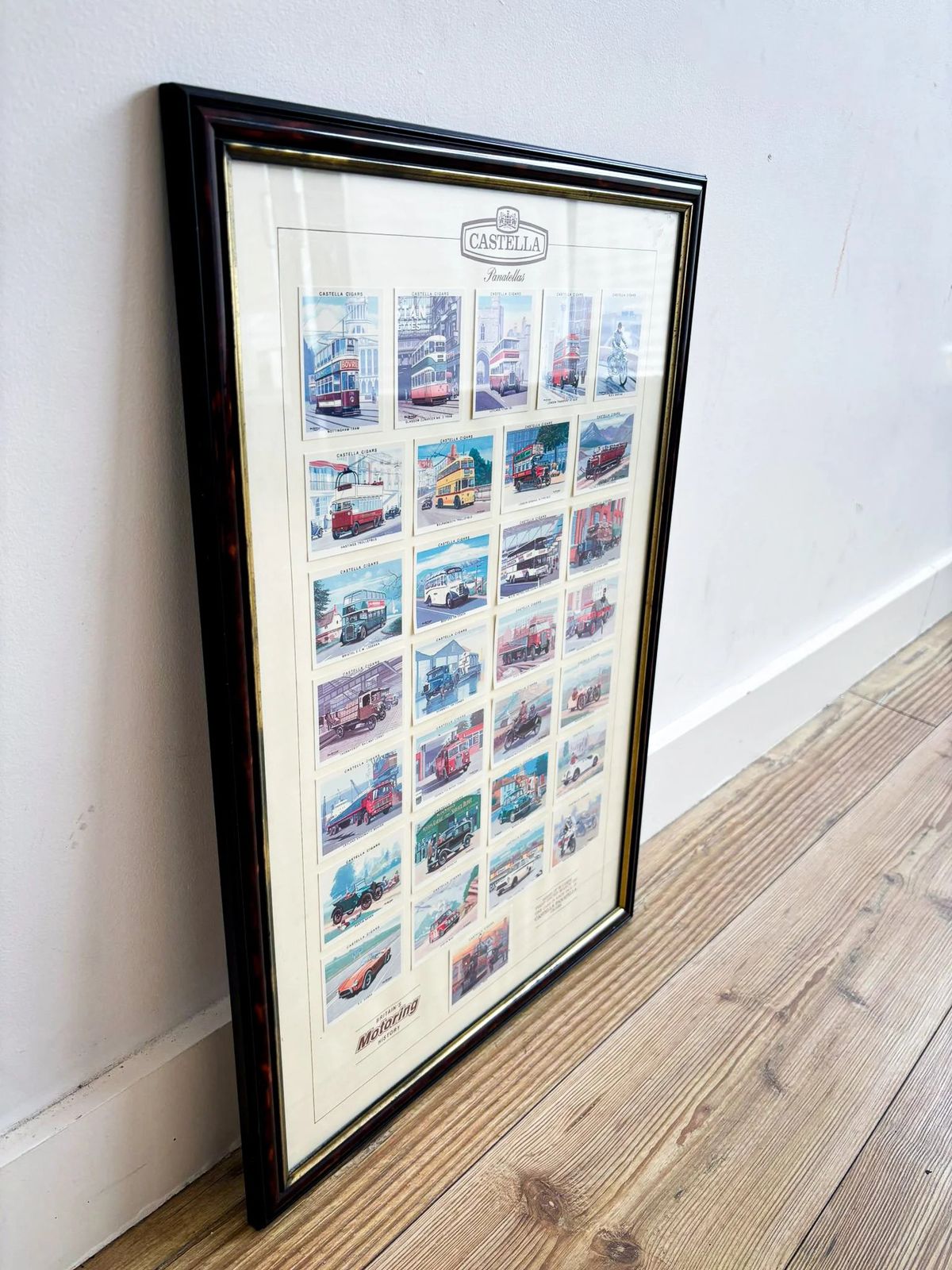 Castella “Britain’s Motoring History” Cigar Card Display, C.1930s – Framed Vintage Automobilia photo furniture