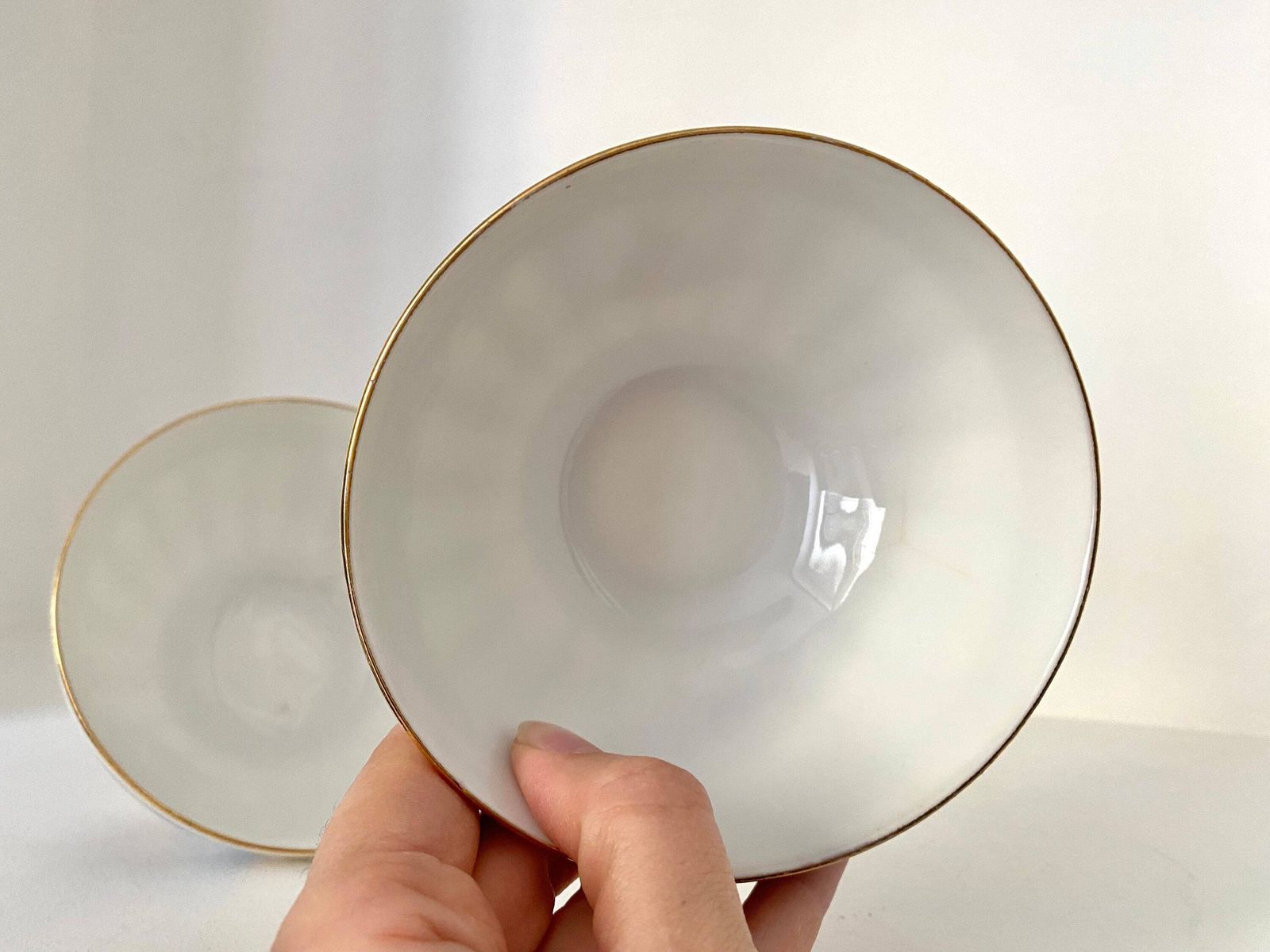 Set Of Two 60s French Porcelain Bowls, Woman In Brittany Suit photo vinterior