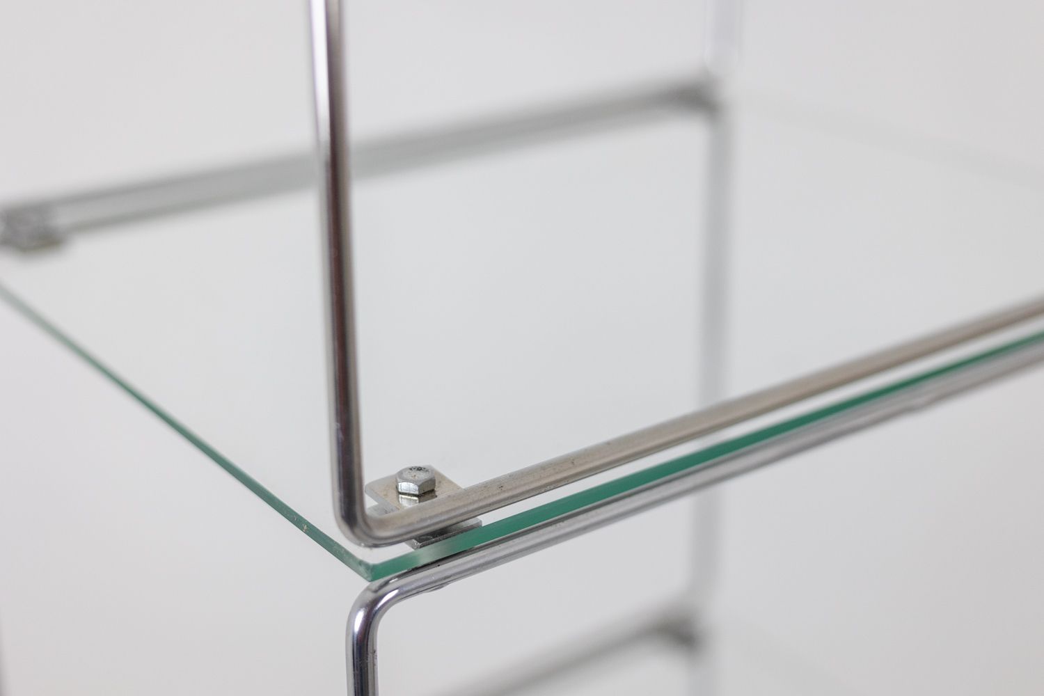 Set Of 3 Shelves In Chrome Plated Metal And Glass. 1970s photo for sale