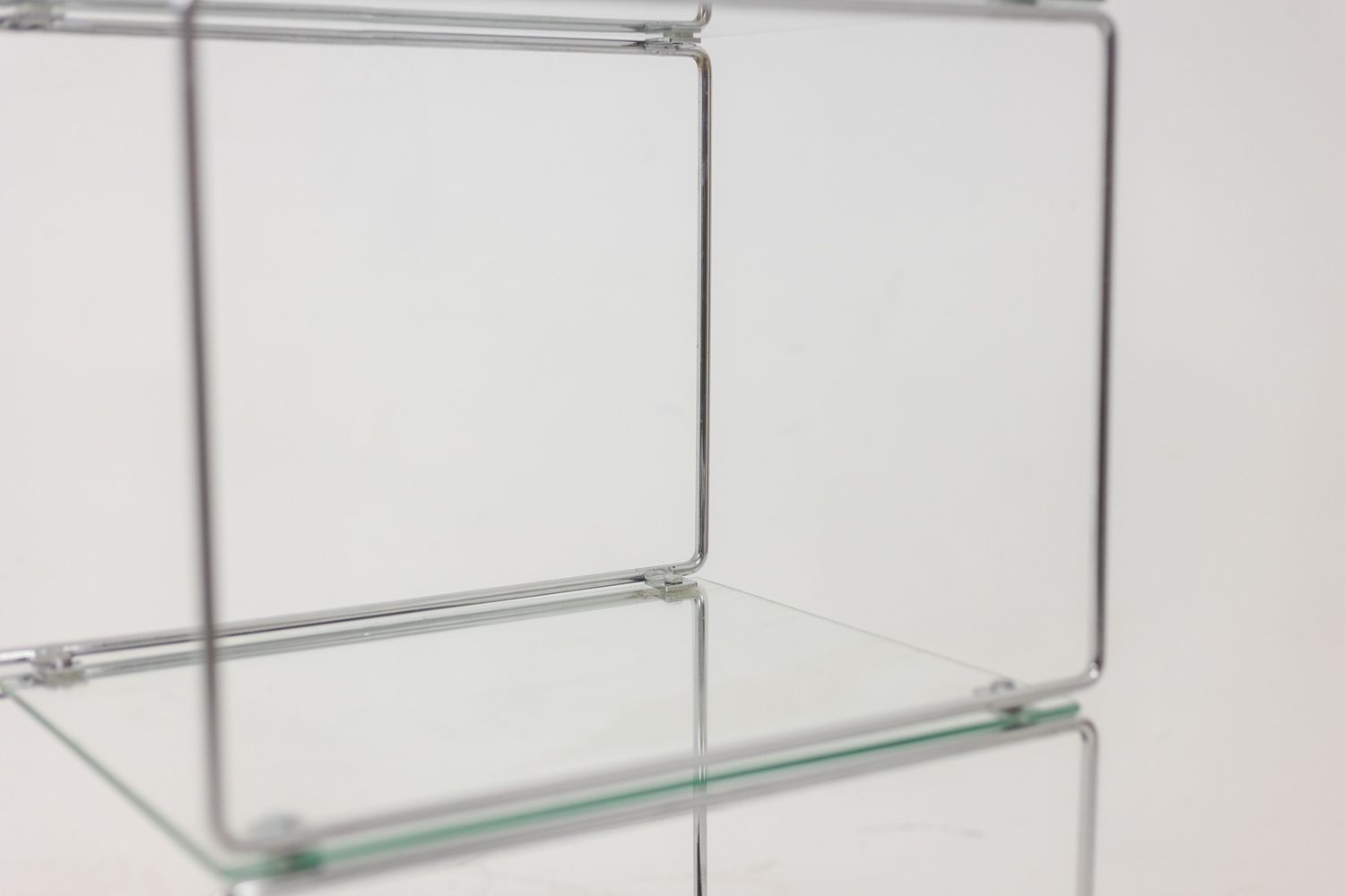 Set Of 3 Shelves In Chrome Plated Metal And Glass. 1970s photo 1200.0