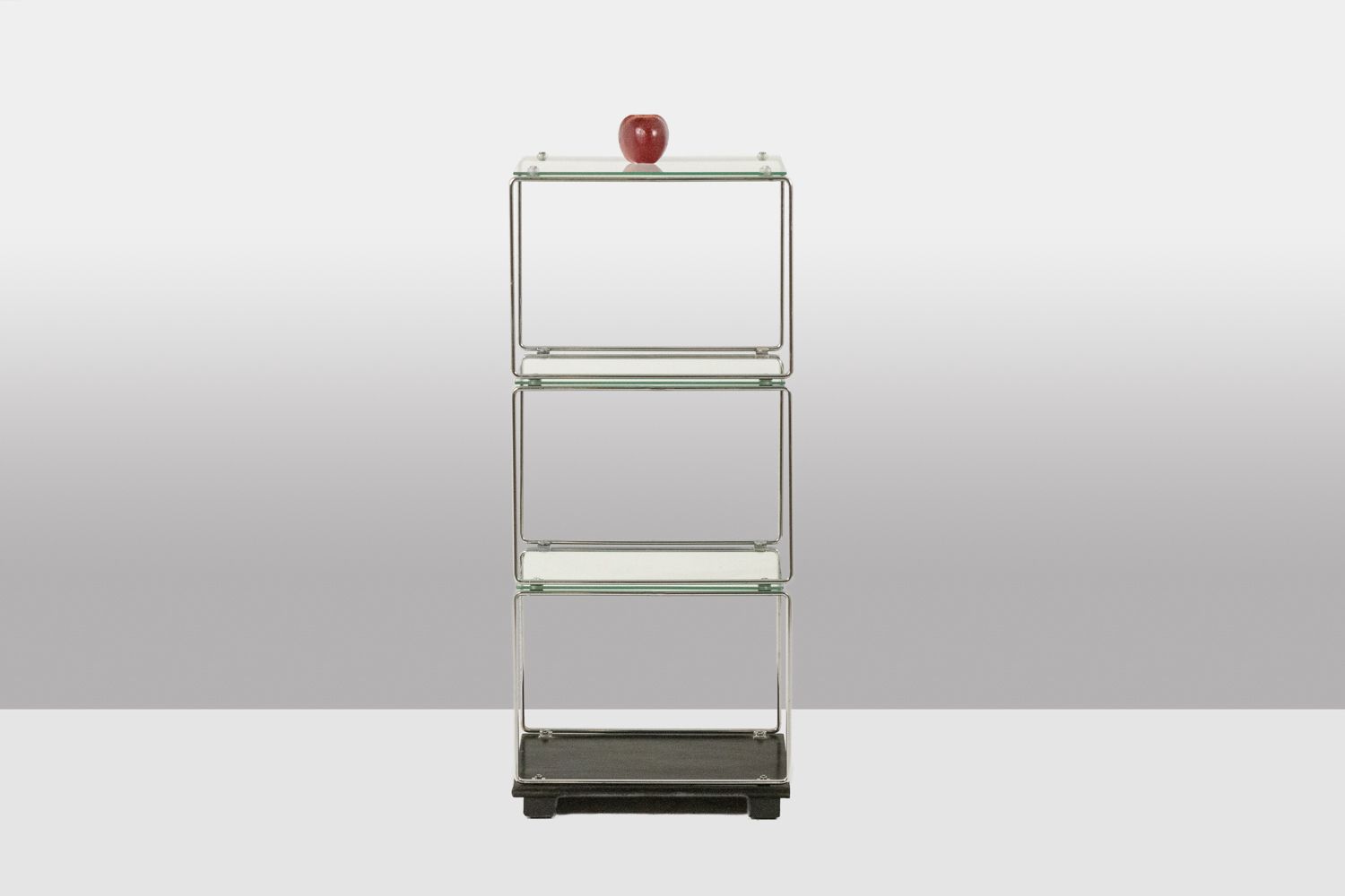 Set Of 3 Shelves In Chrome Plated Metal And Glass. 1970s photo vintage
