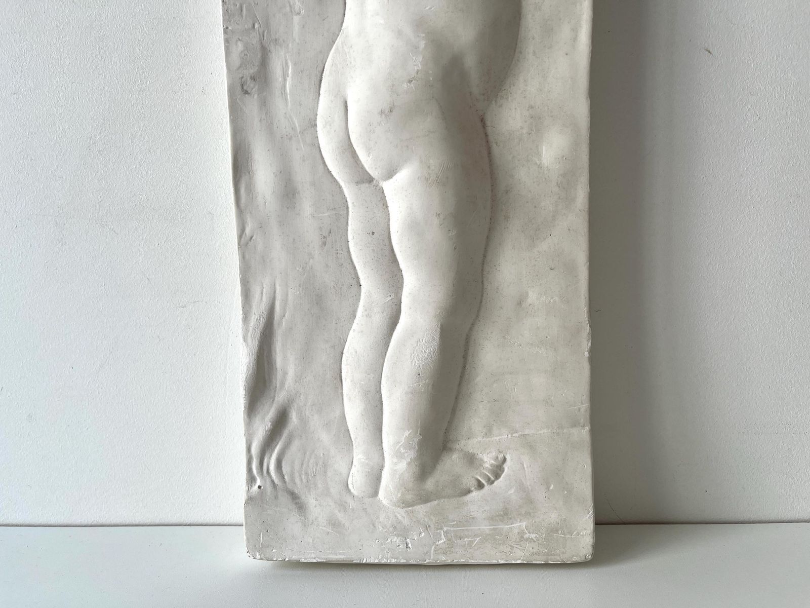 Vintage French Plaster Bas Relief Of A Cherub, 1950s Decorative Kid Panel photo Art