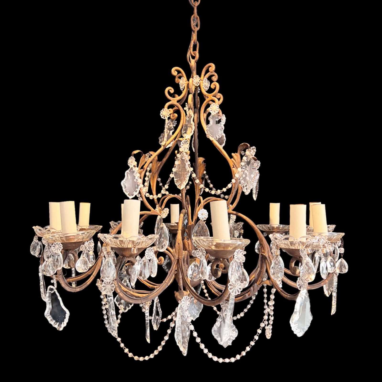 Large & Decorative French Chandelier With Twelve Arms, 1920s