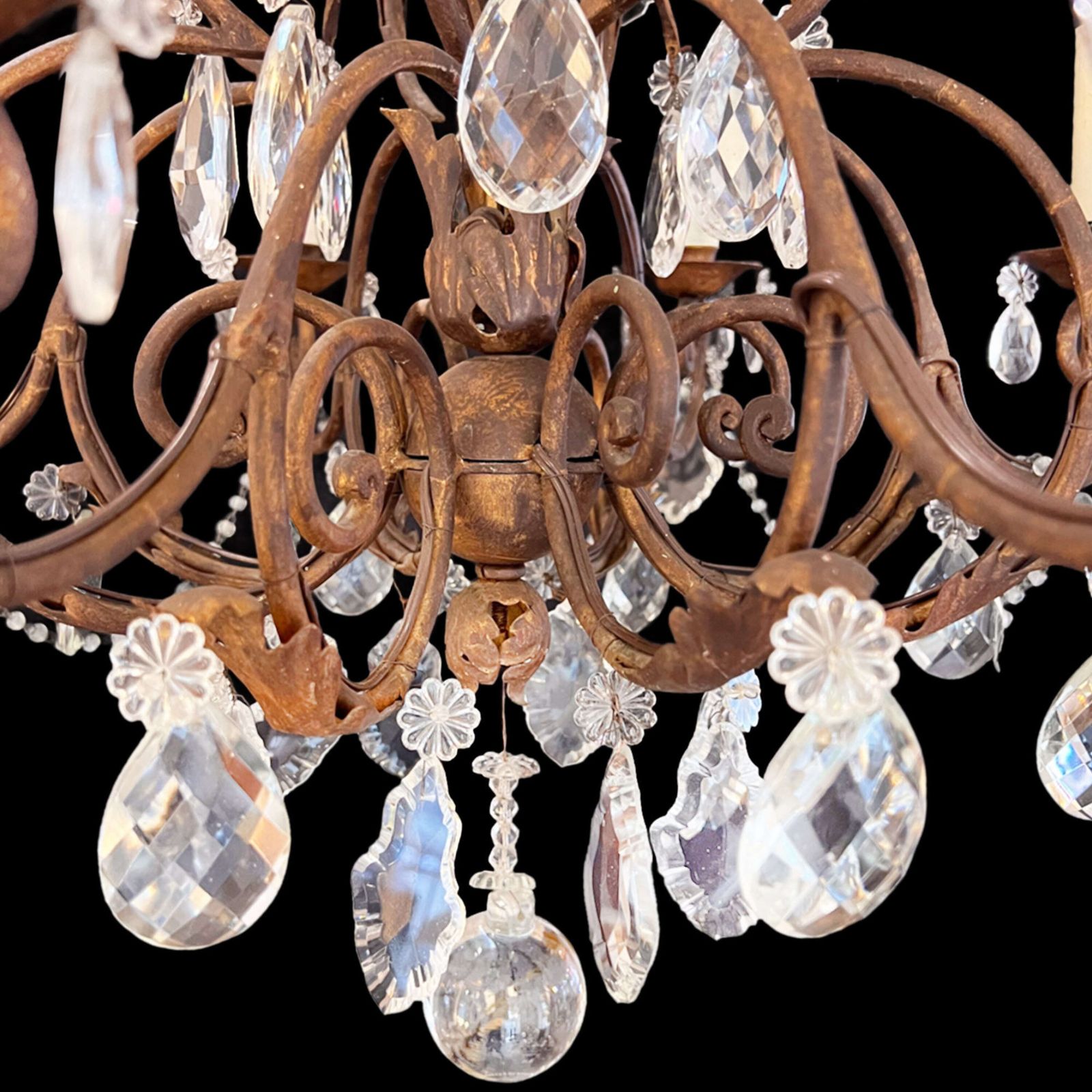 French Chandelier, Decorative, Metal And Glass With Eight Arms, 1920s photo furniture