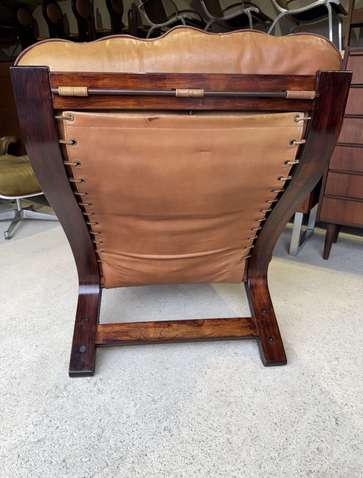 Mid Century Norwegian Tan Leather Lounge Chair By Oddvin Rykken photo buy
