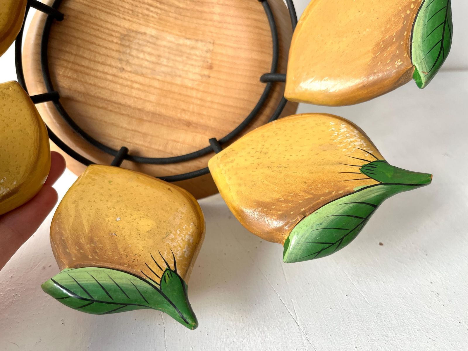 80s Cuzin Fruit Wooden Bowl With Lemon Design, Vintage Cup Holder, Wooden Trinket Bowl photo Home Decor