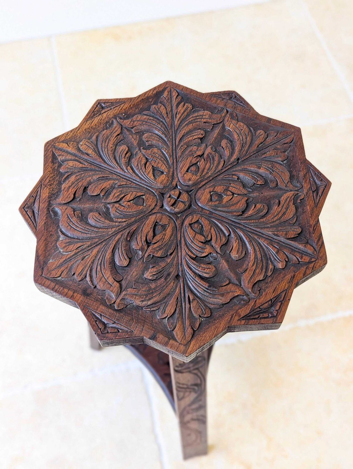 Antique Early 20th Century Carved Oak Commemorative Occasional Table C.1920 photo furniture