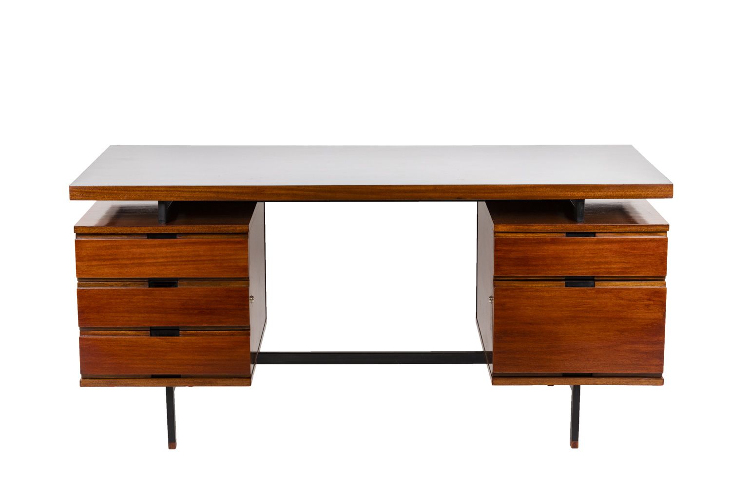 photo furniture Pierre Guariche, Desk In Mahogany And Lacquered Metal, 1960’s
