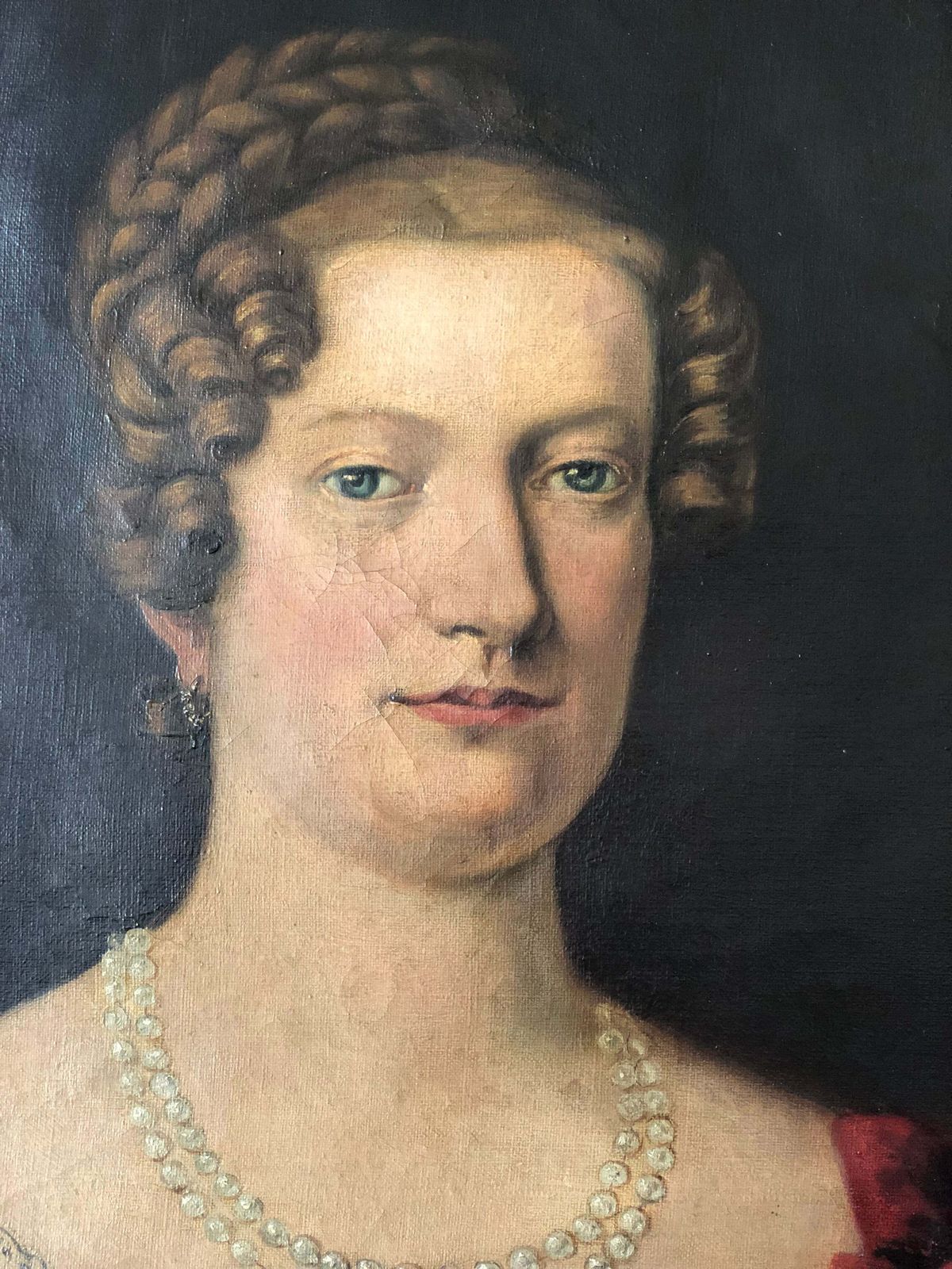 Antique Biedermeier Portrait Painting Of A German Baroness, C. 1870 photo for sale
