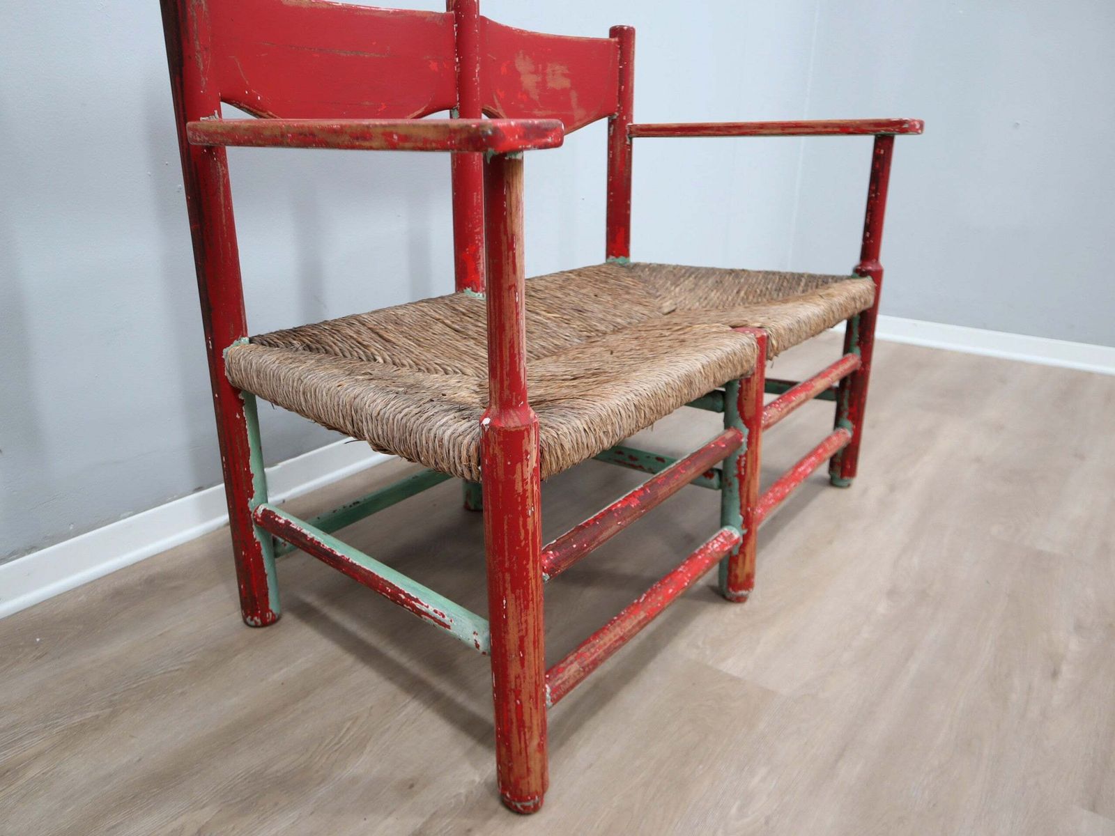 1930s Italian Rustic Wooden Country Chic Bench photo Furniture