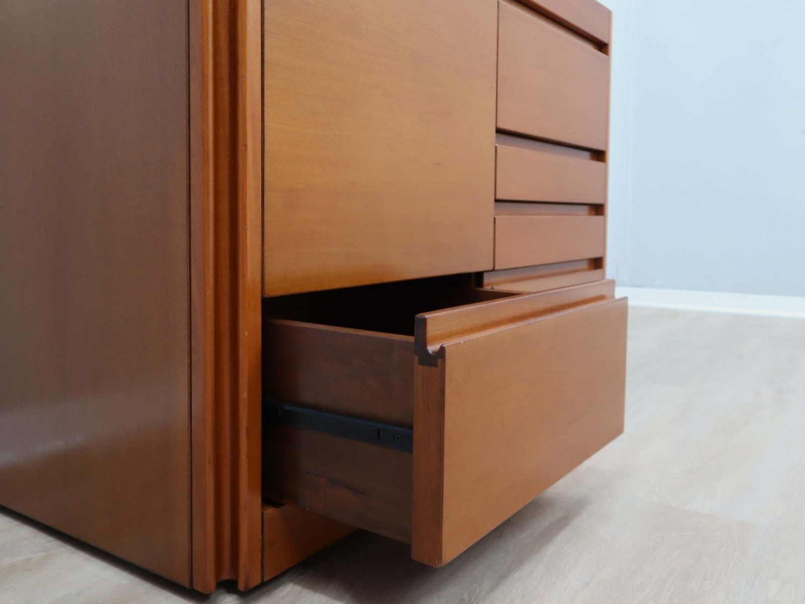 Furniture 1970s Italian Walnut Angelo Mangiarotti 4d Series Cabinet Bar photo