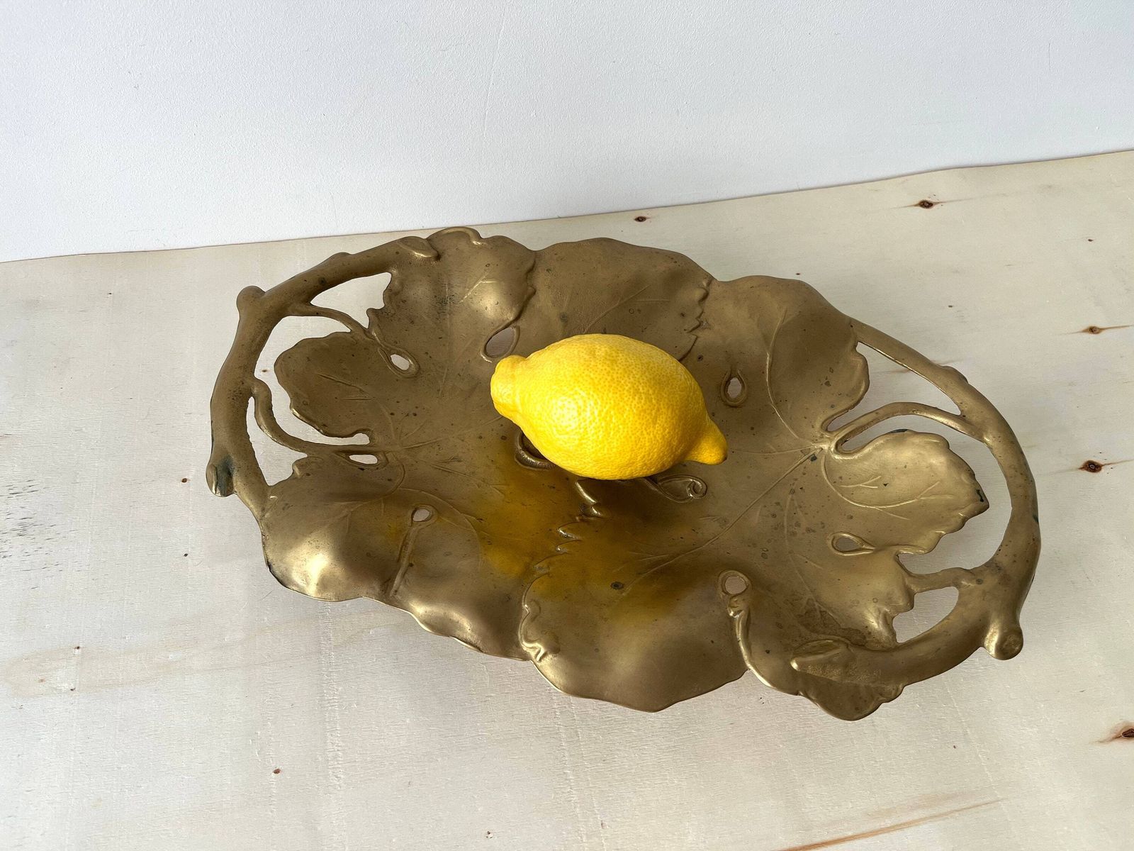 photo for sale Vine Leaves Bronze Trinket Bowl, Art Nouveau Dish, French Bronze Plate