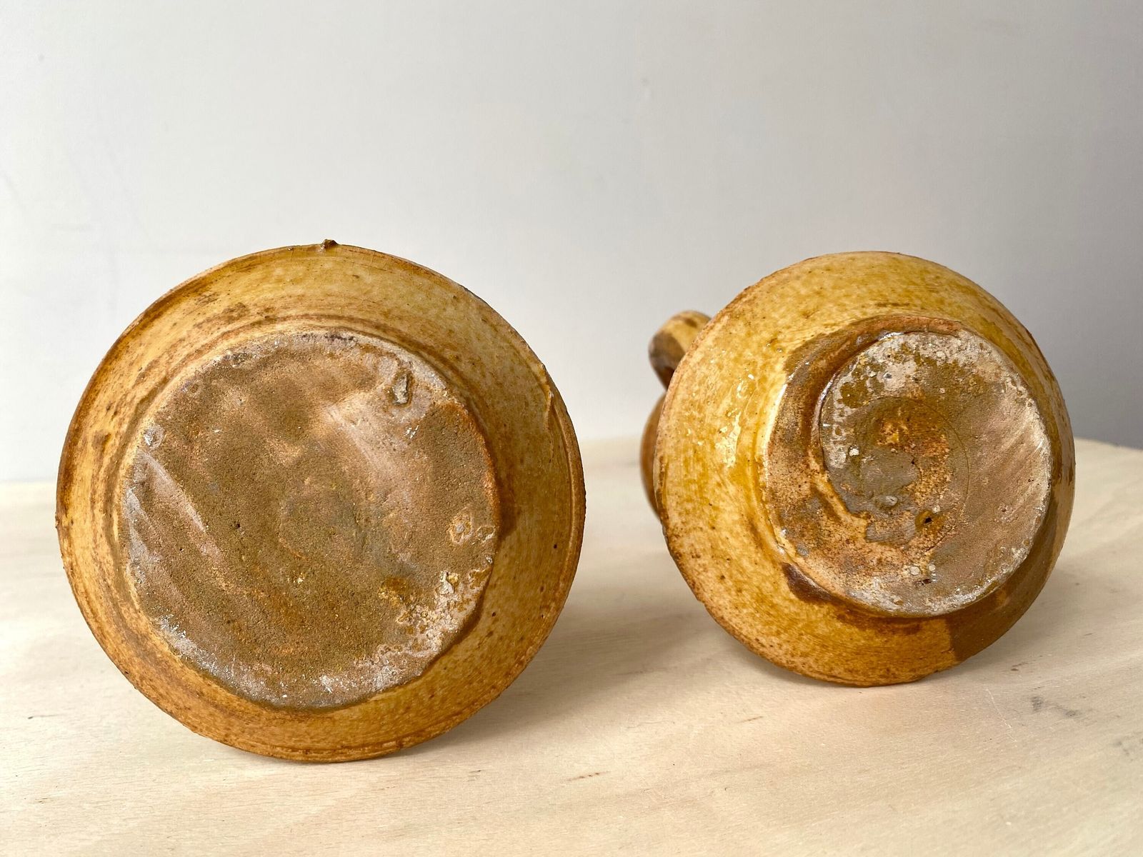 Pair Of 60s Glazed Stoneware Candlesticks, Vintage Stoneware Pottery photo buy