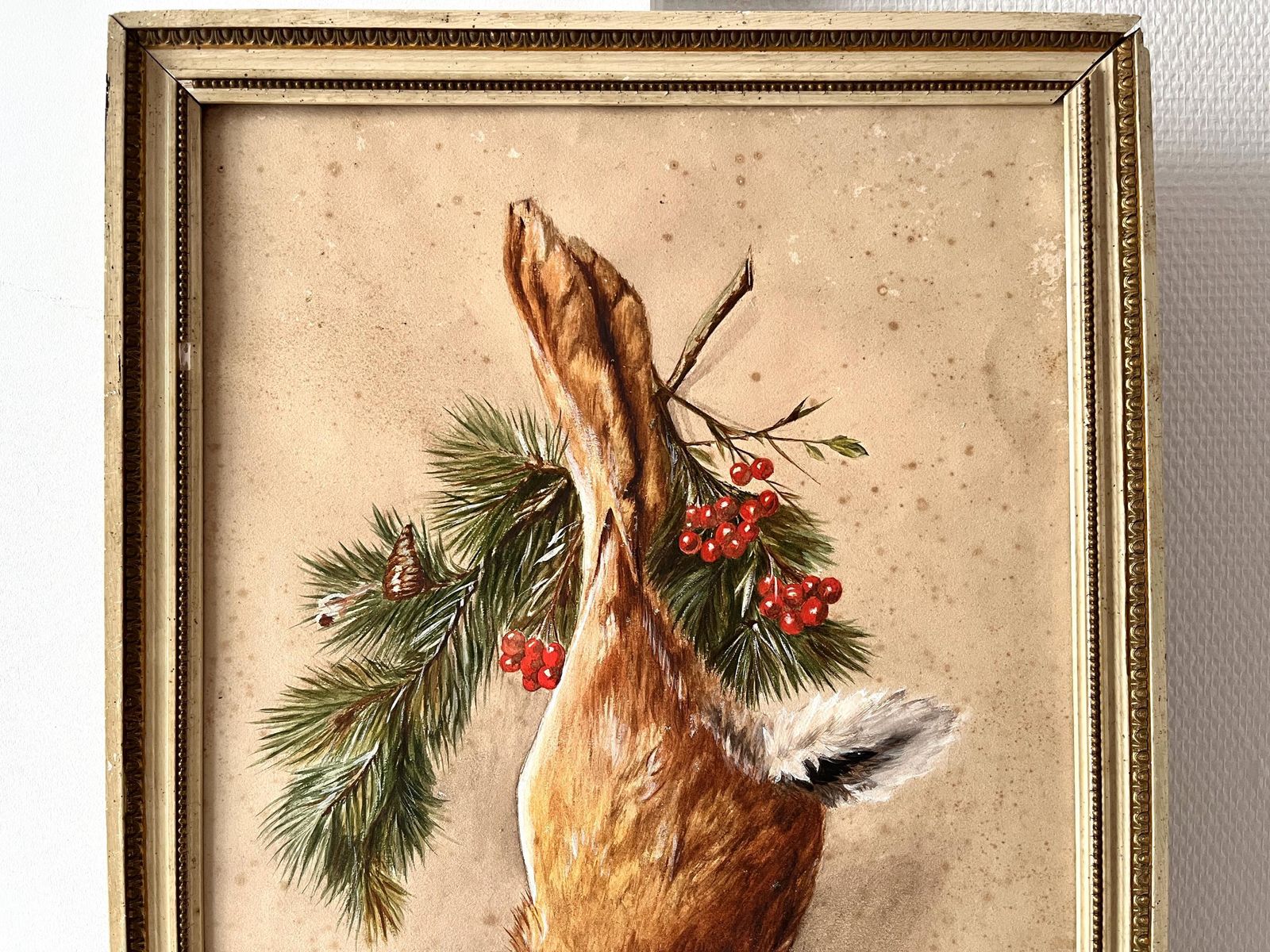 Antique 1910s Hare Still Life Painting "Trophy Hunting", Original Venison French Oil On Canvas, Antique Framed Painting photo buy