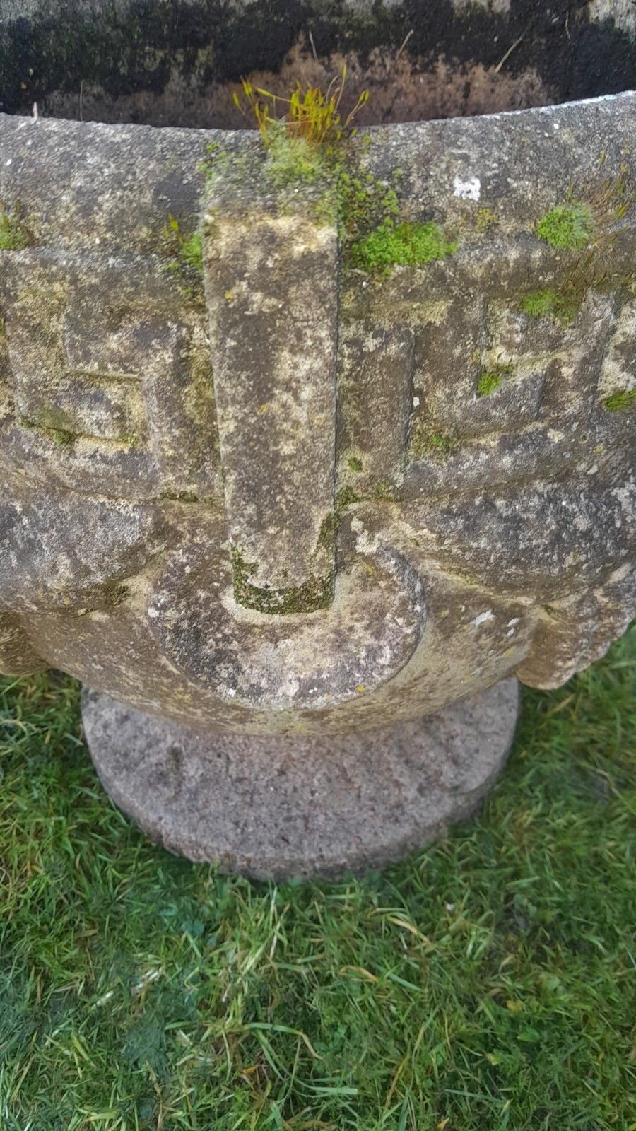 20th Century Cast Stone Greek Key Urn Planter, Nicely Weathered photo buy