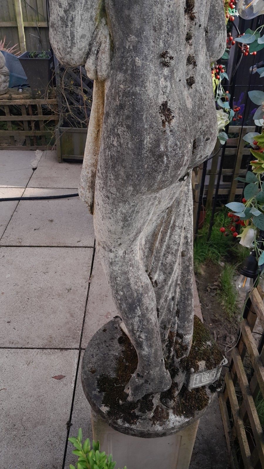 Nicely Weathered With Moss Neoclassical Life Size Stone Garden Statue Sculpture photo 749.0