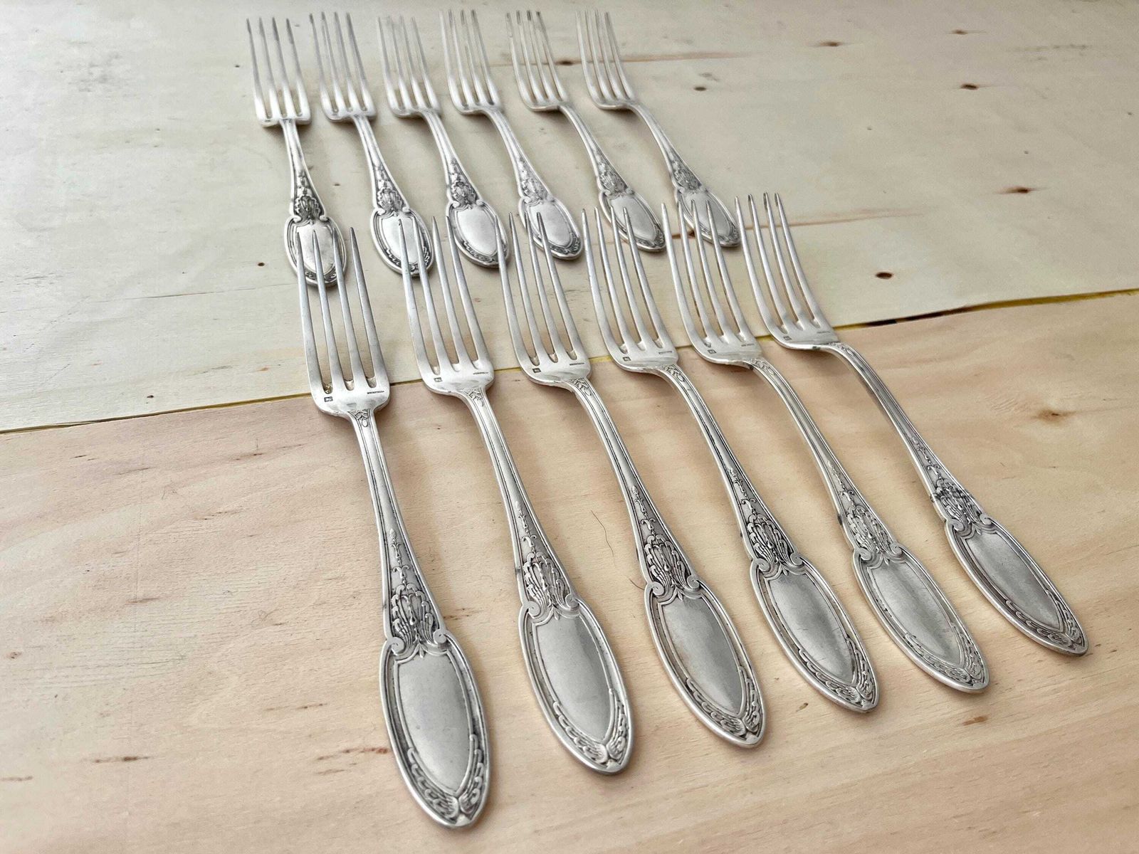Art Nouveau Ercuis 30 Pieces Cutlery Set In Silver Metal 1900's, Antique French Tableware, Ld Monogrammed Cutlery photo 289.0